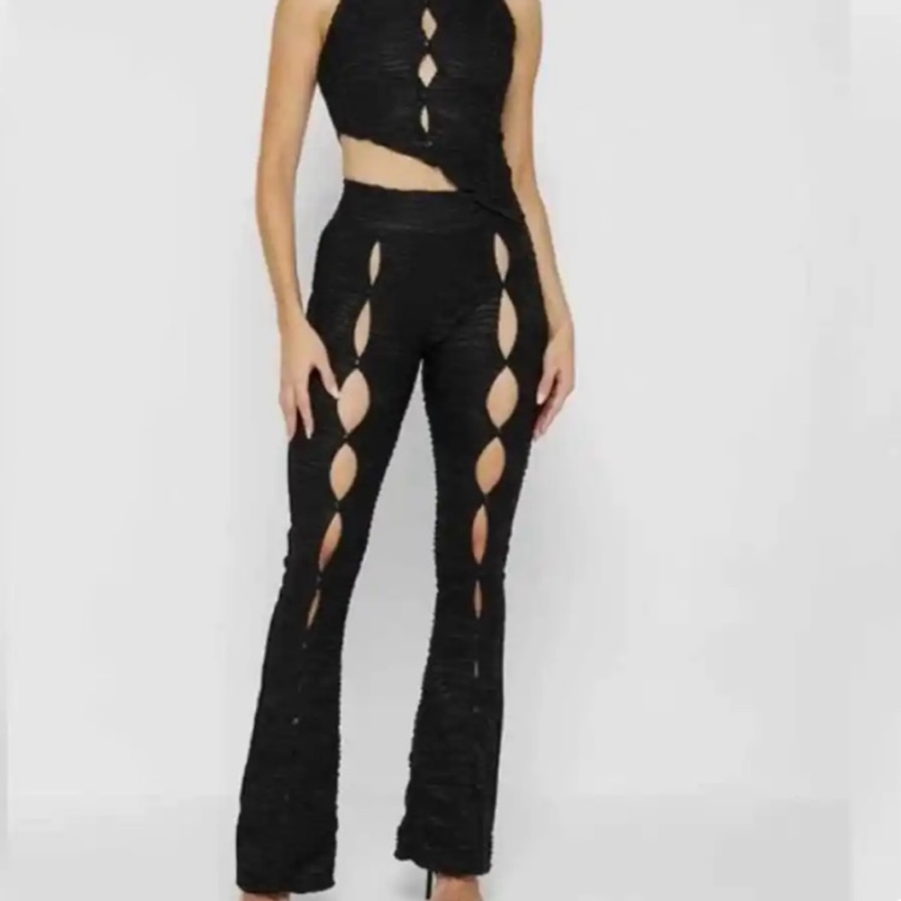 NWOT Maniere De Voir flared black button up trousers